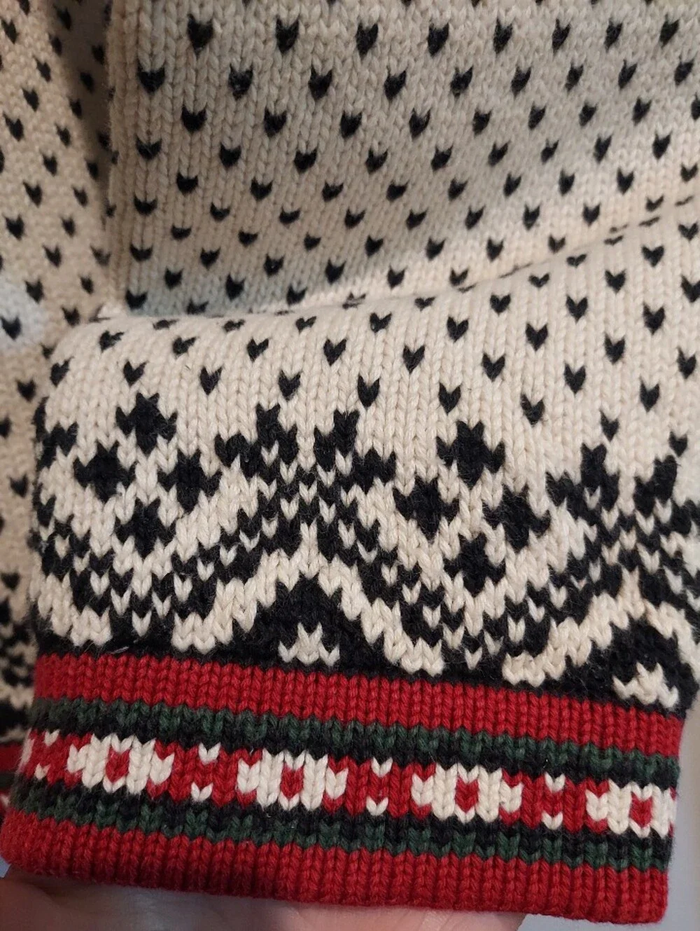 Vintage LL Bean Nordic Fair Isle Sweater Heavyweight Cotton Henley Size XL - Picture 7 of 12